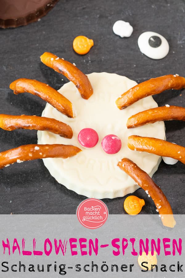 Einfache und schnelle Halloween-Snack-Ideen: Spinnen-Törtchen, Augen-Männchen und Grabstein-Pudding. Diese witzigen Ideen fürs Halloweenbuffet sorgen garantiert für gute Laune!