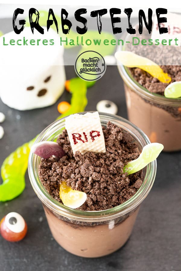 Einfache und schnelle Halloween-Snack-Ideen: Spinnen-Törtchen, Augen-Männchen und Grabstein-Pudding. Diese witzigen Ideen fürs Halloweenbuffet sorgen garantiert für gute Laune!