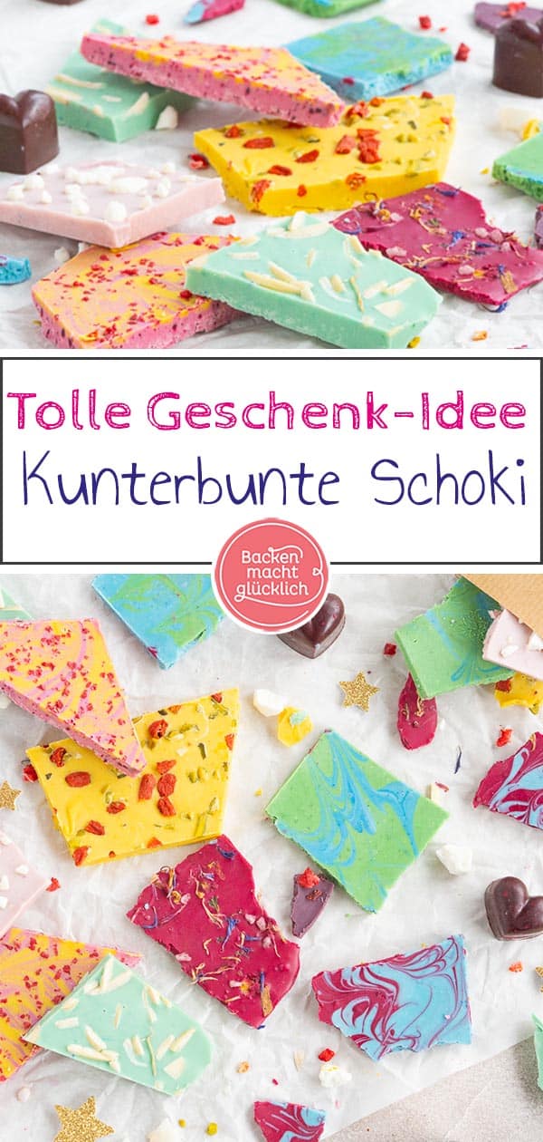 Bunte Schokolade selber machen ist ganz einfach: Mit diesem Rezept für natürlich gefärbte Schokotafeln habt ihr im Nu ein tolles Geschenk. Egal, ob blaue Schokolade oder rote Schokolade, hier gibt´s Tipps zum Schokolade einfärben