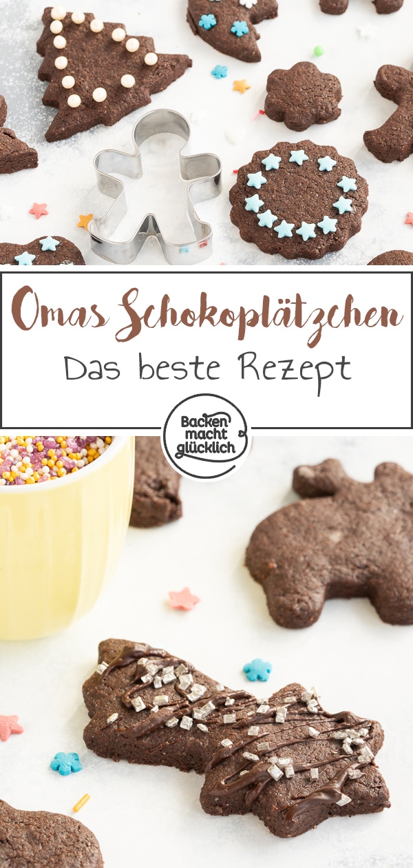 Die Schokoplätzchen zum Ausstechen dürfen auf dem Plätzchenteller an Weihnachten nicht fehlen! Meine Kinder lieben es einfach, die Kakao-Plätzchen mit bunten Streuseln zu backen und zu verzieren – und natürlich zu vernaschen!