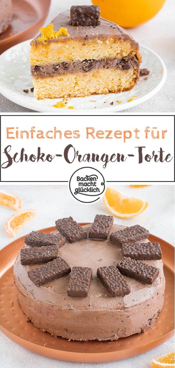 Köstliche Schoko-Orangen-Torte: Saftiger Boden aus Orangen-Rührteig und eine himmlische Schoko-Crisp-Creme: Diese einfache Schokoladentorte mit Orange ist nicht kompliziert, verspricht aber großen Genuss!