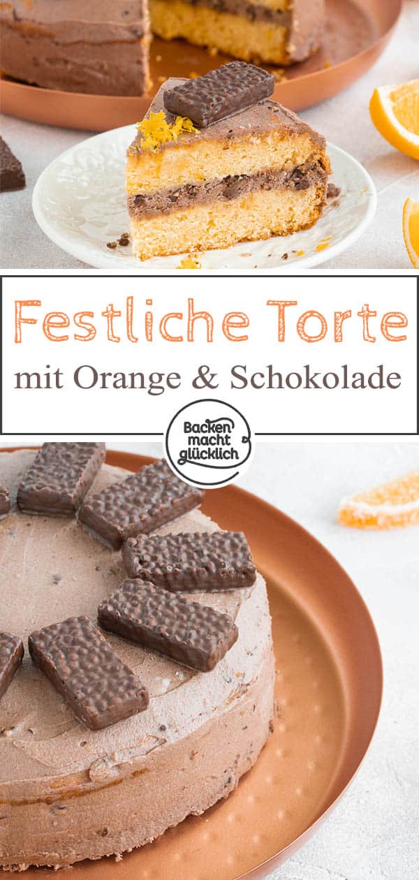 Köstliche Schoko-Orangen-Torte: Saftiger Boden aus Orangen-Rührteig und eine himmlische Schoko-Crisp-Creme: Diese einfache Schokoladentorte mit Orange ist nicht kompliziert, verspricht aber großen Genuss!