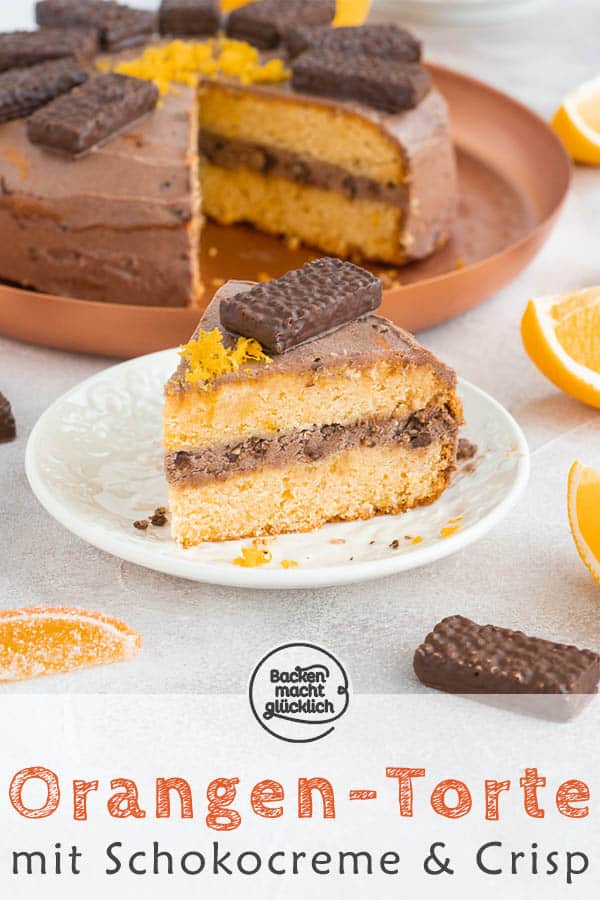 Köstliche Schoko-Orangen-Torte: Saftiger Boden aus Orangen-Rührteig und eine himmlische Schoko-Crisp-Creme: Diese einfache Schokoladentorte mit Orange ist nicht kompliziert, verspricht aber großen Genuss!