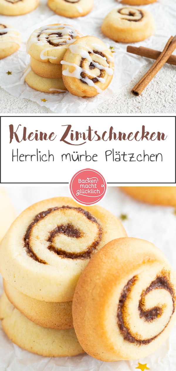 Die kleinen Zimtschnecken-Plätzchen aus Mürbeteig müsst ihr unbedingt mal ausprobieren! Super softe Zimt-Kekse mit himmlischem Karamell-Aroma.