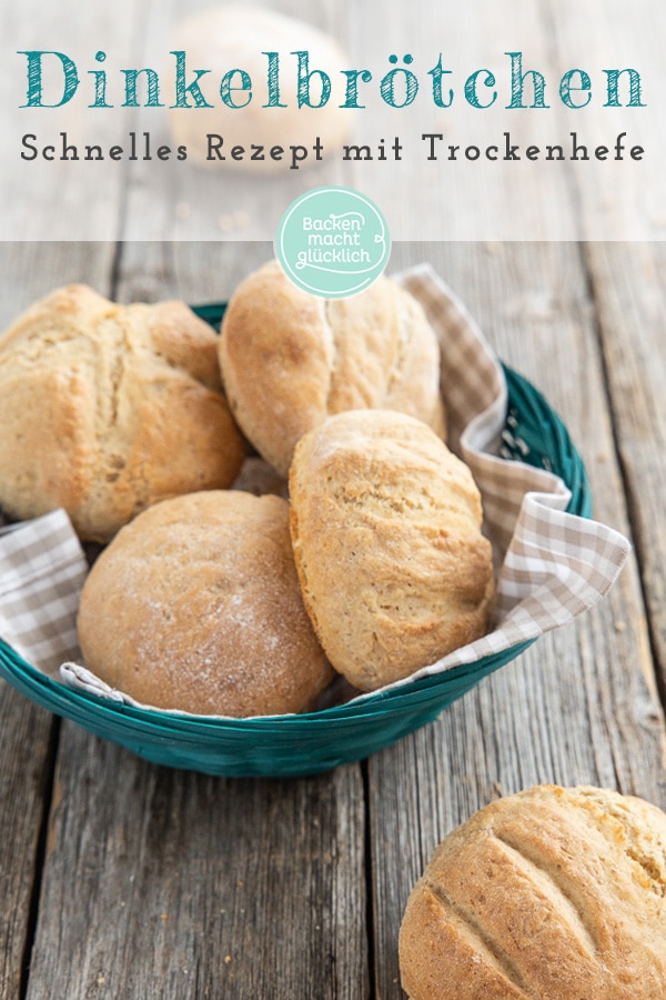 Köstliche Dinkelbrötchen wie frisch vom Bäcker: Das einfache Rezept für die Brötchen mit Trockenhefe ist super schnell gemacht und perfekt für Anfänger.