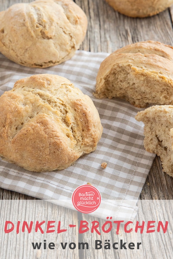 Köstliche Dinkelbrötchen wie frisch vom Bäcker: Das einfache Rezept für die Brötchen mit Trockenhefe ist super schnell gemacht und perfekt für Anfänger.