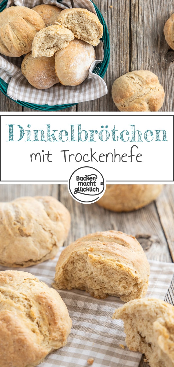 Köstliche Dinkelbrötchen wie frisch vom Bäcker: Das einfache Rezept für die Brötchen mit Trockenhefe ist super schnell gemacht und perfekt für Anfänger.