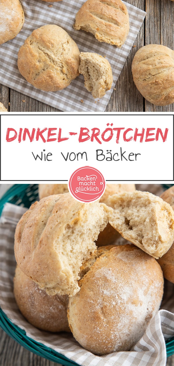 Köstliche Dinkelbrötchen wie frisch vom Bäcker: Das einfache Rezept für die Brötchen mit Trockenhefe ist super schnell gemacht und perfekt für Anfänger.