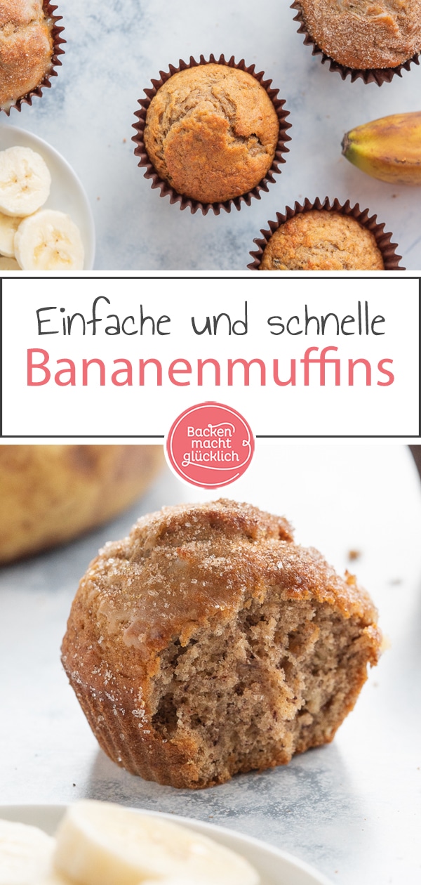 Ein echter Klassiker: Diese Bananen-Muffins schmecken der ganzen Familie! Und weil sie sich gut einfrieren lassen, könnt ihr immer etwas auf Vorrat backen. Einfach das beste Rezept für schnelle Bananenmuffins!