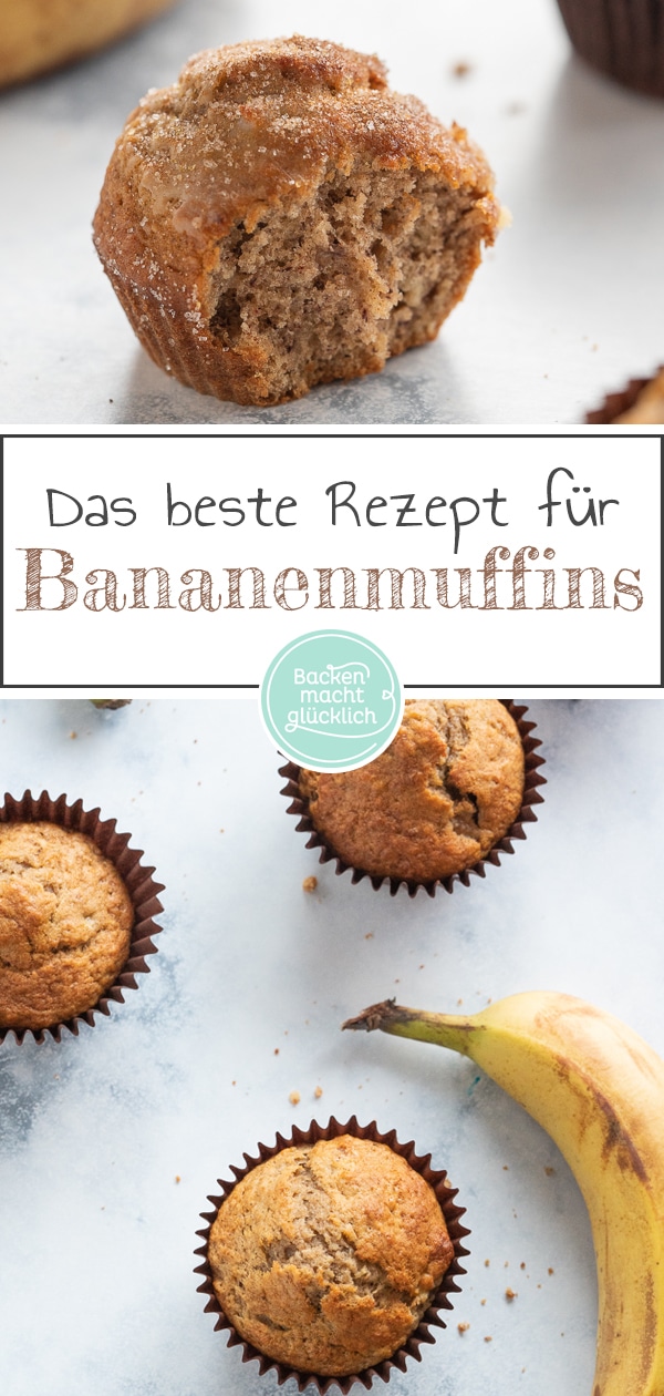 Ein echter Klassiker: Diese Bananen-Muffins schmecken der ganzen Familie! Und weil sie sich gut einfrieren lassen, könnt ihr immer etwas auf Vorrat backen. Einfach das beste Rezept für schnelle Bananenmuffins!