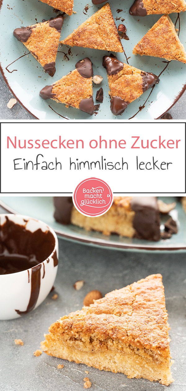 Selbstgemachte Nussecken ohne Zucker, die sogar noch besser schmecken als beim Bäcker! Die gesunden glutenfreien Nussecken sind super zum Naschen für zwischendurch. 