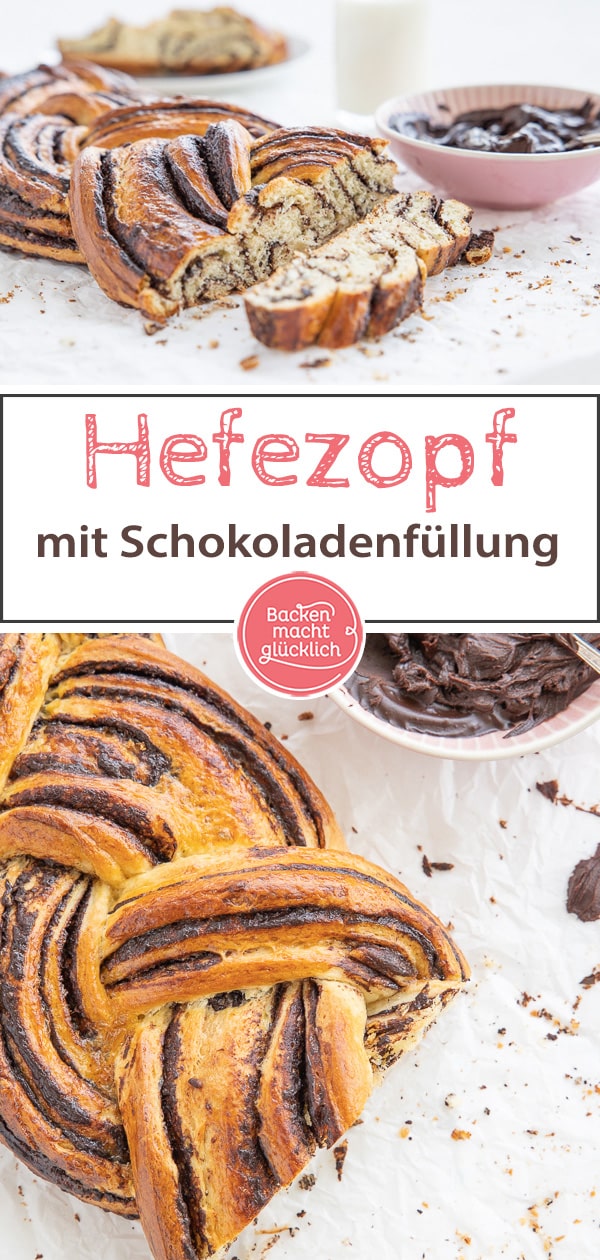 Ein Hefezopf mit Schokoladenfüllung, der einfach immer gut ankommt! Das beste Rezept für einen Schoko-Hefe-Zopf wie frisch vom Bäcker.