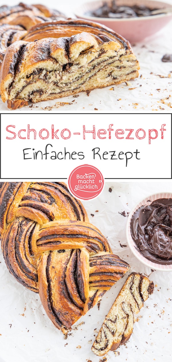 Ein Hefezopf mit Schokoladenfüllung, der einfach immer gut ankommt! Das beste Rezept für einen Schoko-Hefe-Zopf wie frisch vom Bäcker.