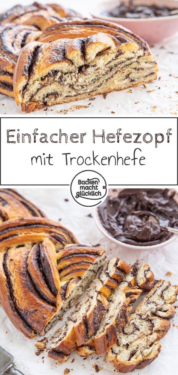 Ein Hefezopf mit Schokoladenfüllung, der einfach immer gut ankommt! Das beste Rezept für einen Schoko-Hefe-Zopf wie frisch vom Bäcker.