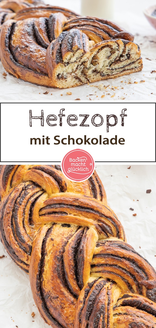 Ein Hefezopf mit Schokoladenfüllung, der einfach immer gut ankommt! Das beste Rezept für einen Schoko-Hefe-Zopf wie frisch vom Bäcker.