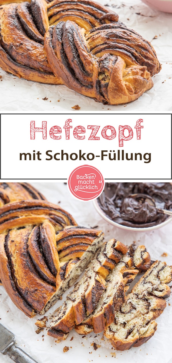 Ein Hefezopf mit Schokoladenfüllung, der einfach immer gut ankommt! Das beste Rezept für einen Schoko-Hefe-Zopf wie frisch vom Bäcker.