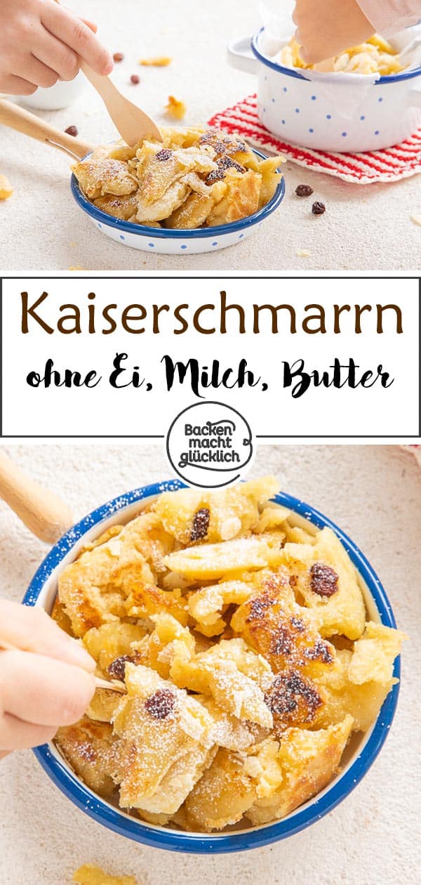 Schnell, einfach, fluffig, köstlich! Dieser vegane Kaiserschmarrn ohne Eier, Butter und Milch steht dem Klassiker in nichts nach. Wer es noch gesünder will, kann das vegane Kaiserschmarrnrezept ohne Zucker machen