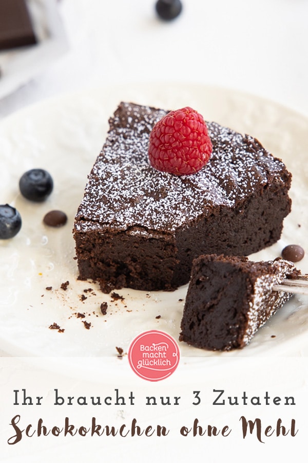 Dieser leckere, einfache 3-Zutaten-Schokoladenkuchen ist ungeheuer saftig. Ihr braucht nur Schokolade, Eier und Butter - fertig!