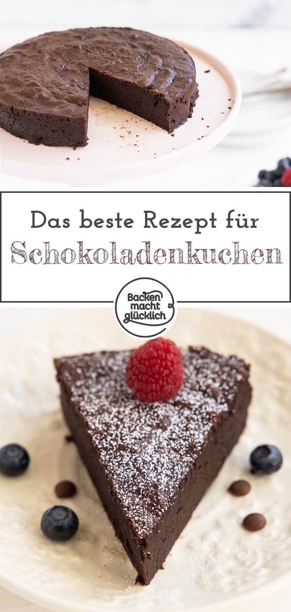 Dieser leckere, einfache 3-Zutaten-Schokoladenkuchen ist ungeheuer saftig. Ihr braucht nur Schokolade, Eier und Butter - fertig!