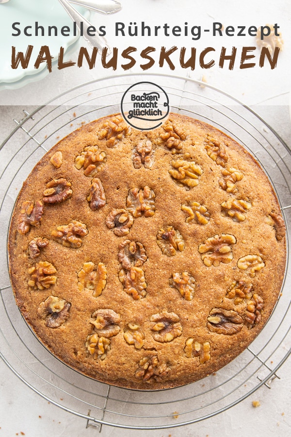 Dieser super schnelle Rührkuchen mit Walnüssen ist eine tolle Alternative zur Variante mit Haselnüssen. Einfach, saftig, lecker!