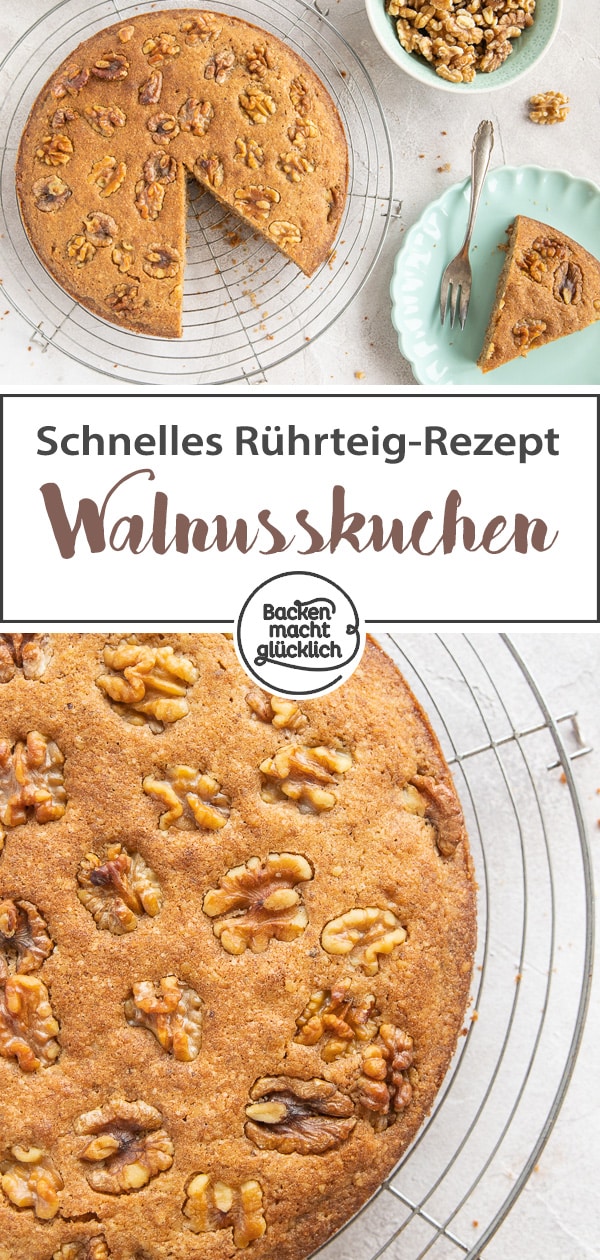 Dieser super schnelle Rührkuchen mit Walnüssen ist eine tolle Alternative zur Variante mit Haselnüssen. Einfach, saftig, lecker!