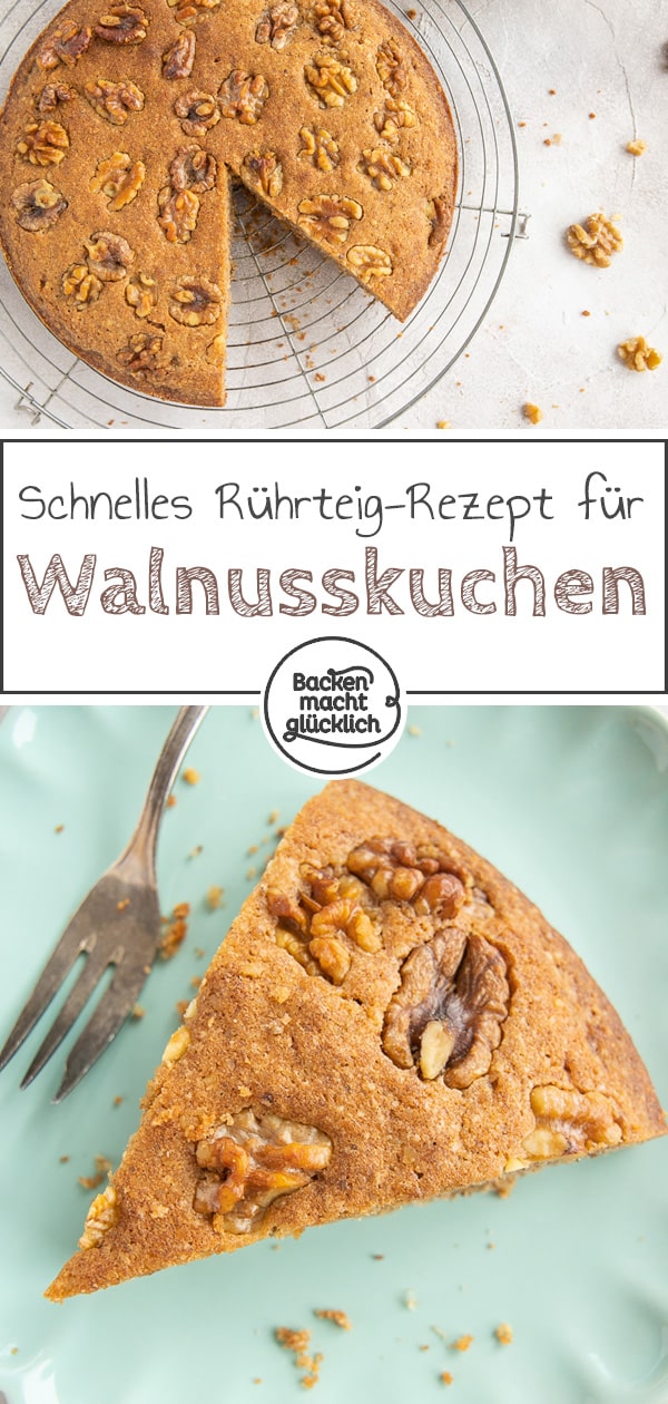 Dieser super schnelle Rührkuchen mit Walnüssen ist eine tolle Alternative zur Variante mit Haselnüssen. Einfach, saftig, lecker!