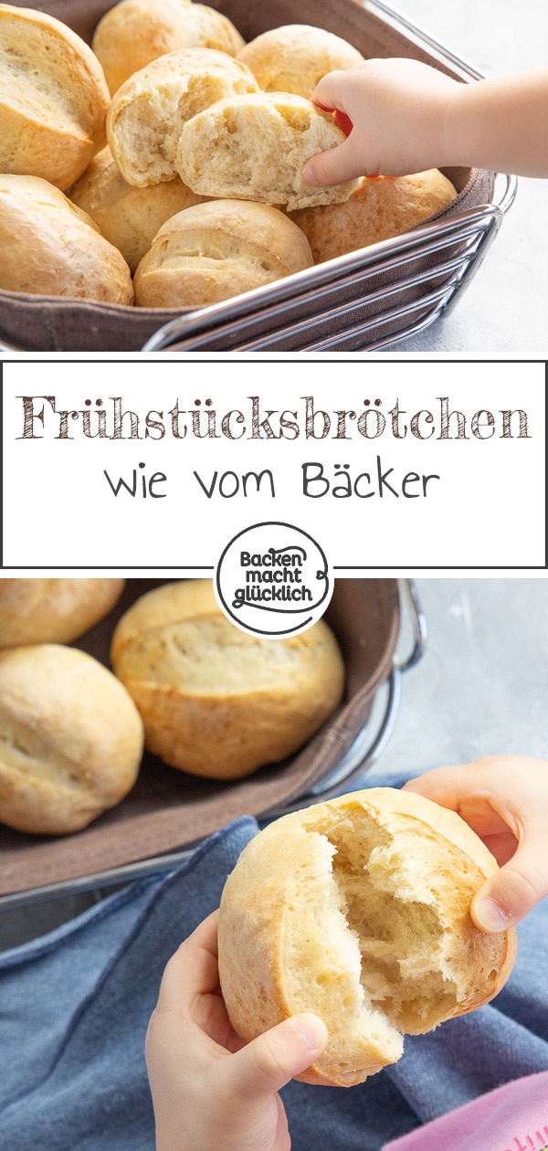 Leckere, frische Brötchen wie vom Bäcker ganz einfach selber machen: Mit diesem einfachen Brötchenrezept ist das Frühstück am Sonntag gerettet!