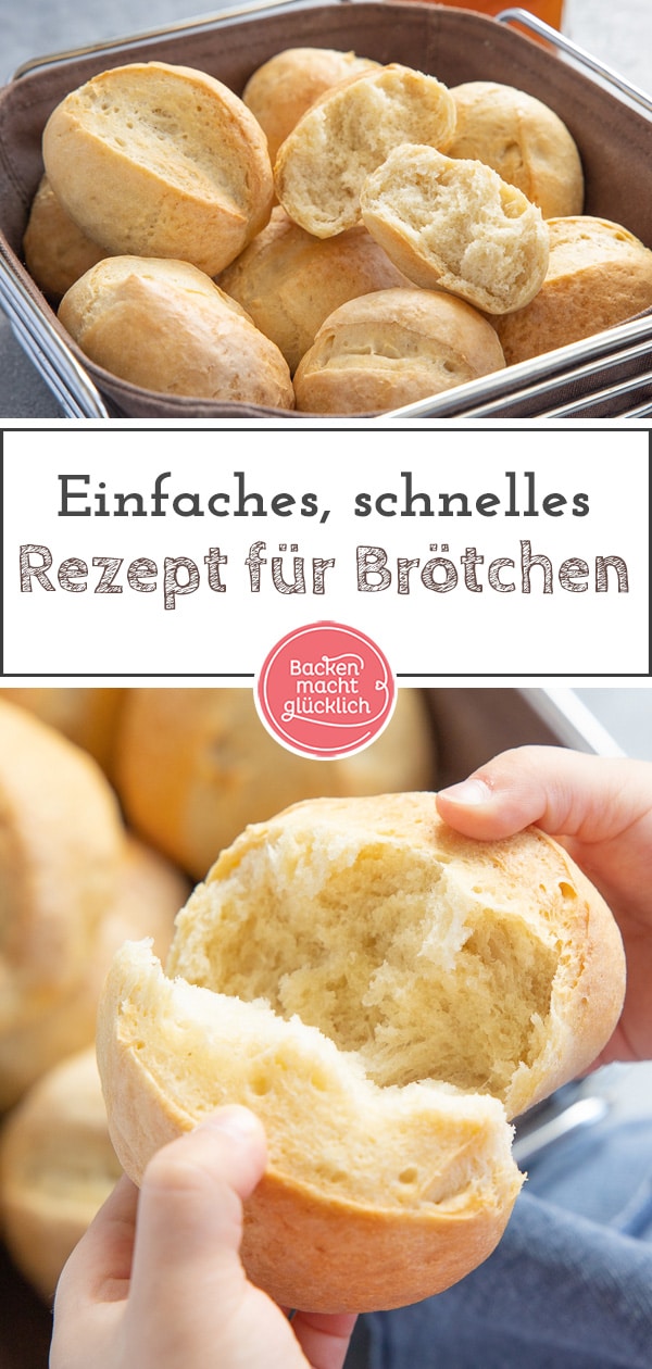 Leckere, frische Brötchen wie vom Bäcker ganz einfach selber machen: Mit diesem einfachen Brötchenrezept ist das Frühstück am Sonntag gerettet!