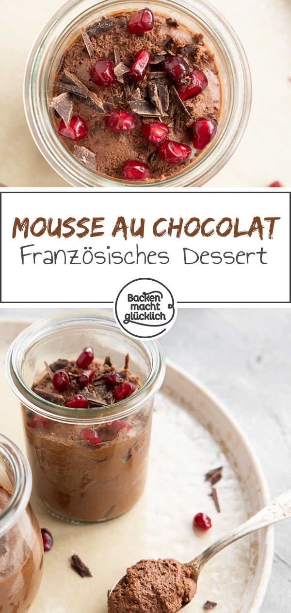 Köstliches Mousse au Chocolat nach dem Originalrezept aus Frankreich! Die leichte Schokocreme mit Sahne und echter Zartbitterschokolade sorgt für unvergesslich köstliche Momente.