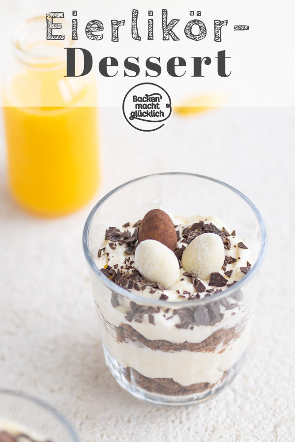 Dieses traumhaft cremige Eierlikör-Dessert mit Mascarponecreme zergeht nur so auf der Zunge! Eine tolle Idee, falls ihr noch auf der Suche nach einem Nachtisch für Ostern seid.