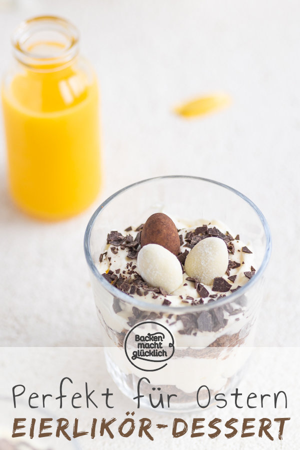 Dieses traumhaft cremige Eierlikör-Dessert mit Mascarponecreme zergeht nur so auf der Zunge! Eine tolle Idee, falls ihr noch auf der Suche nach einem Nachtisch für Ostern seid.