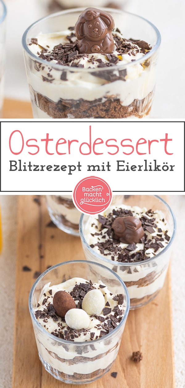 Dieses traumhaft cremige Eierlikör-Dessert mit Mascarponecreme zergeht nur so auf der Zunge! Eine tolle Idee, falls ihr noch auf der Suche nach einem Nachtisch für Ostern seid.