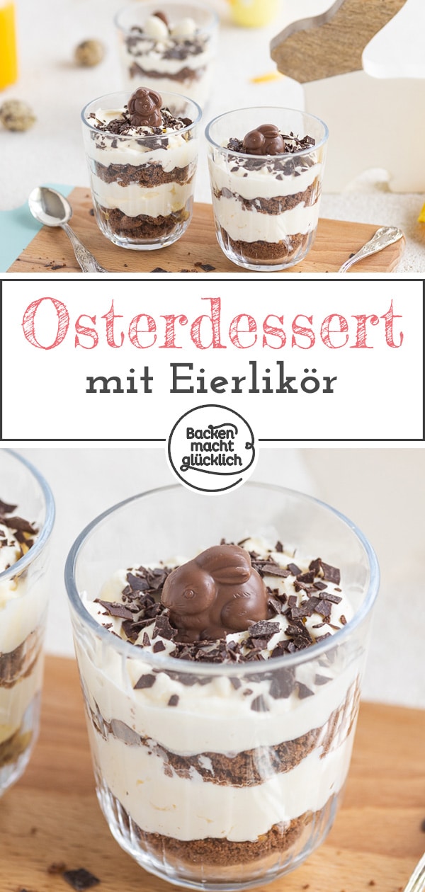 Dieses traumhaft cremige Eierlikör-Dessert mit Mascarponecreme zergeht nur so auf der Zunge! Eine tolle Idee, falls ihr noch auf der Suche nach einem Nachtisch für Ostern seid.