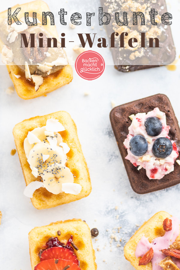 Köstliche Mini-Waffeln aus dem Ofen sind der absolute Hit! Die kleinen Waffeln ohne Hefe sind ganz schnell gebacken und lassen sich wunderbar vielfältig dekorieren.