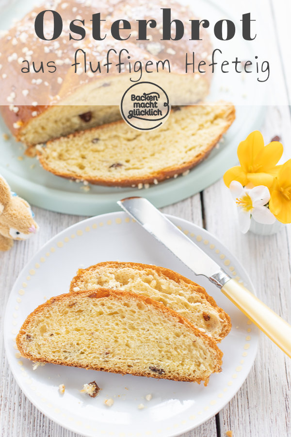 Rezept für ein fluffiges Osterbrot wie frisch vom Bäcker: Das Osterbrot aus Trockenhefe wird so wunderbar saftig und flaumig.