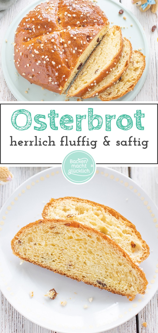 Rezept für ein fluffiges Osterbrot wie frisch vom Bäcker: Das Osterbrot aus Trockenhefe wird so wunderbar saftig und flaumig.