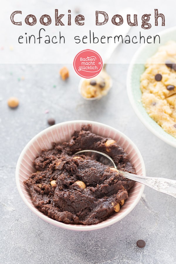 Rohen Keksteig zum Naschen in nur 5 Minuten selbermachen - der Cookie Dough ist super einfach, inklusive veganer und zuckerfreier Variante.