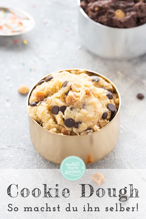 Rohen Keksteig zum Naschen in nur 5 Minuten selbermachen - der Cookie Dough ist super einfach, inklusive veganer und zuckerfreier Variante.