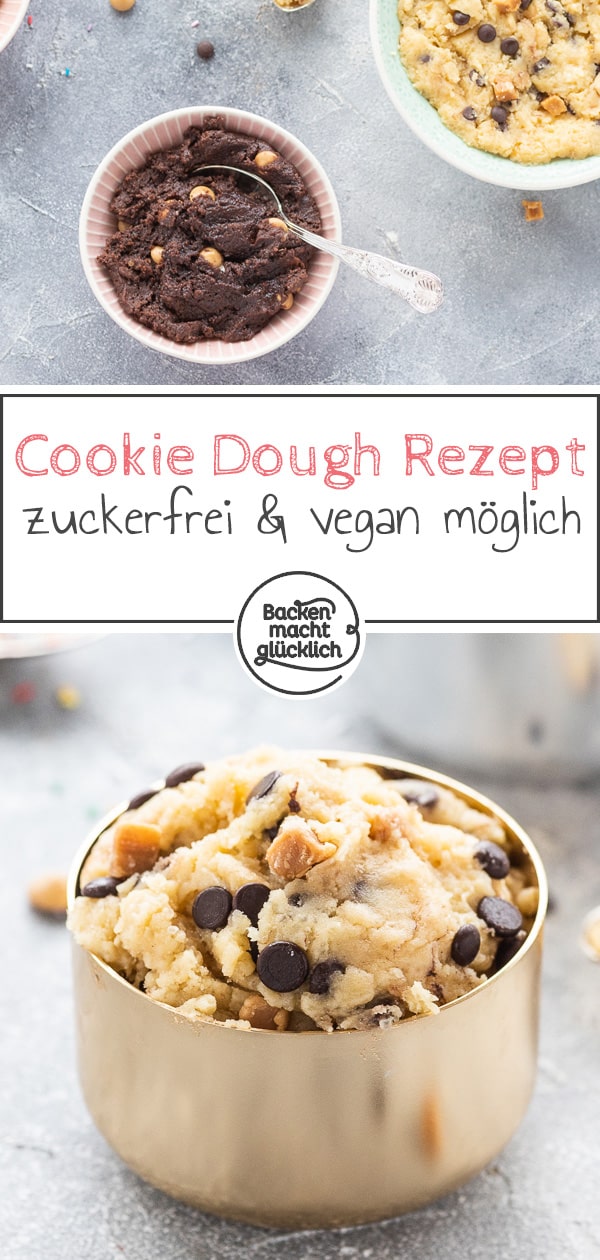 Rohen Keksteig zum Naschen in nur 5 Minuten selbermachen - der Cookie Dough ist super einfach, inklusive veganer und zuckerfreier Variante.
