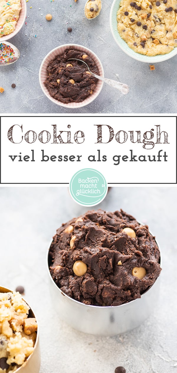 Rohen Keksteig zum Naschen in nur 5 Minuten selbermachen - der Cookie Dough ist super einfach, inklusive veganer und zuckerfreier Variante.