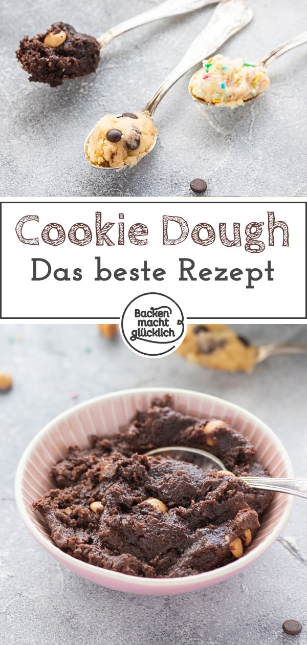 Rohen Keksteig zum Naschen in nur 5 Minuten selbermachen - der Cookie Dough ist super einfach, inklusive veganer und zuckerfreier Variante.