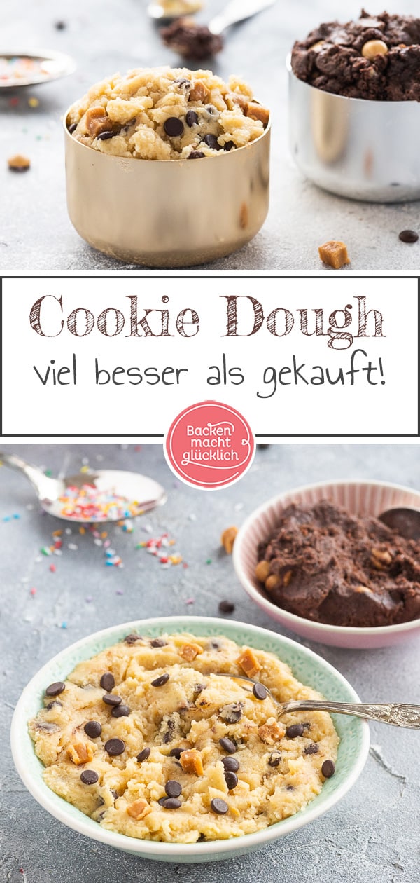 Rohen Keksteig zum Naschen in nur 5 Minuten selbermachen - der Cookie Dough ist super einfach, inklusive veganer und zuckerfreier Variante.