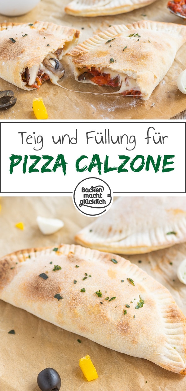 Pizza Calzone selbermachen ist super easy. Mit diesem Rezept für leckere gefüllte Pizza schmeckt das Ergebnis wie vom Italiener!