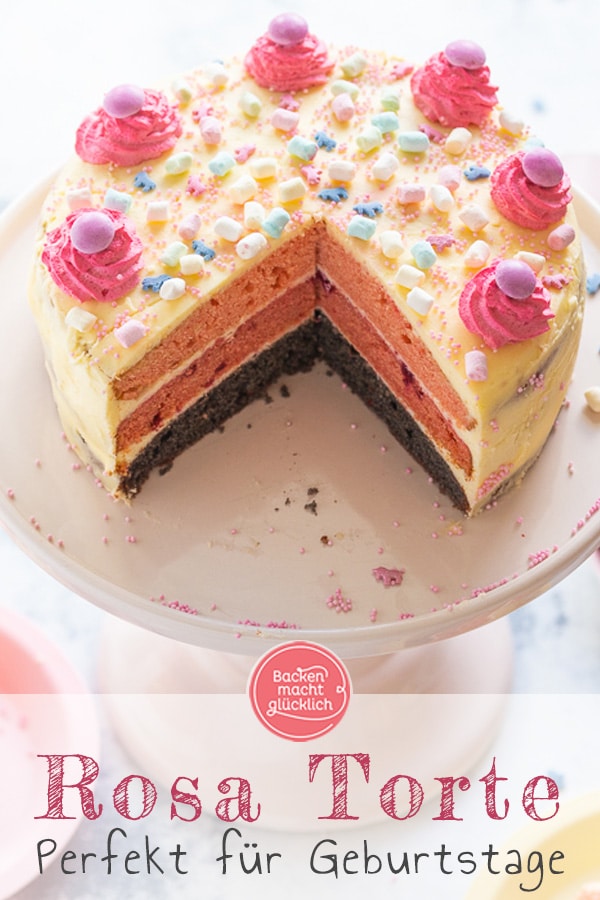 Die perfekte rosa Buttercreme-Torte für besondere Anlässe - egal, ob als Geburtstagstorte für Mädchen oder eine Babyparty.