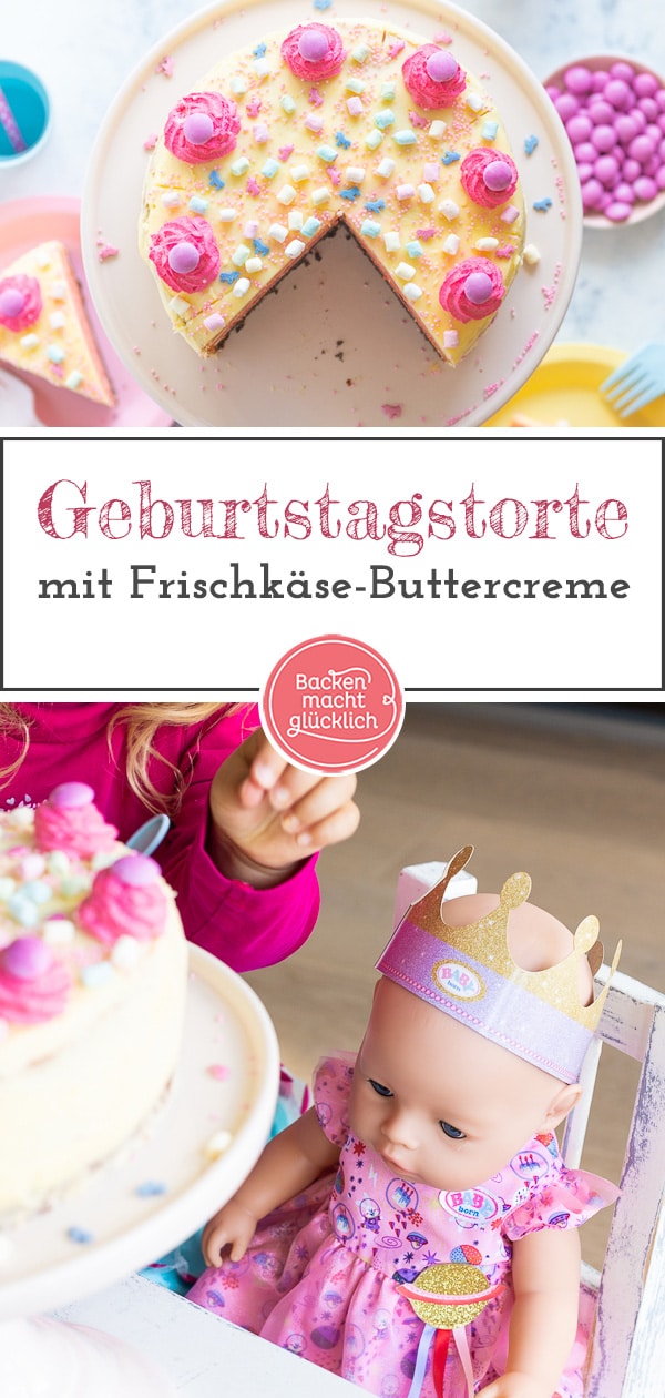 Die perfekte rosa Buttercreme-Torte für besondere Anlässe - egal, ob als Geburtstagstorte für Mädchen oder eine Babyparty.