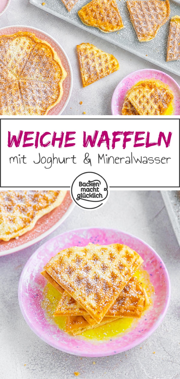 Einfaches, schnelles Rezept für leckere Waffeln mit Joghurt, Öl und Mineralwasser - schmecken der ganzen Familie!