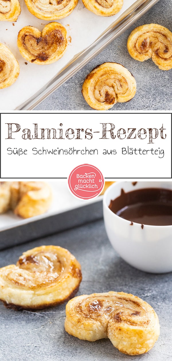 Die knusprigen Schweinsöhrchen aus Blätterteig schmecken einfach immer! Mit dem einfachen Rezept für die Palmiers gelingen sie auch Anfängern.