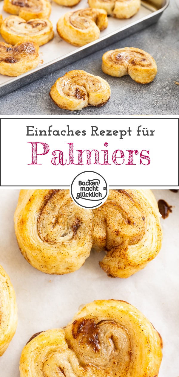 Die knusprigen Schweinsöhrchen aus Blätterteig schmecken einfach immer! Mit dem einfachen Rezept für die Palmiers gelingen sie auch Anfängern.