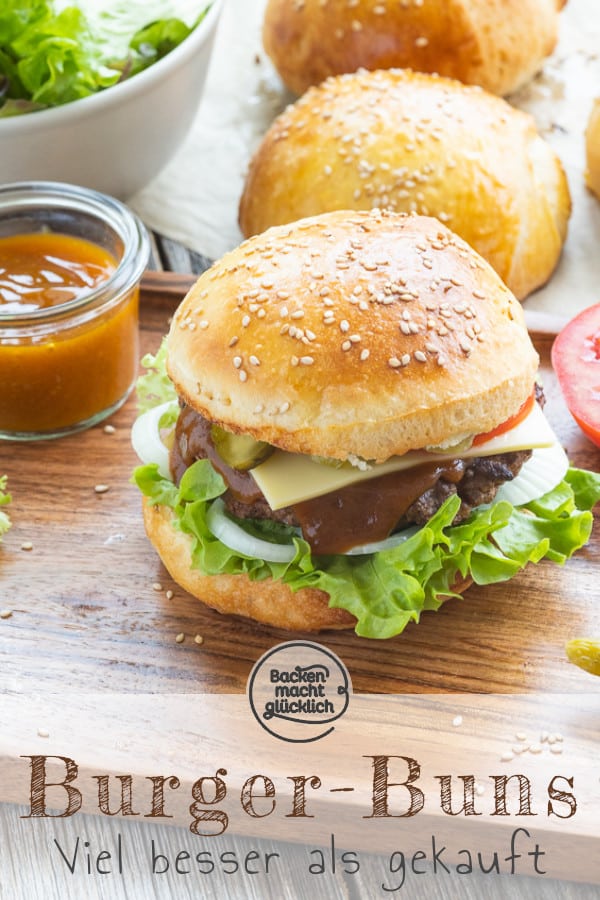 Mit diesem Rezept für Brioche Burger Buns kann der nächste Grillabend kommen! Die Hamburgerbrötchen mit Trockenhefe sind einfach & schnell gemacht. 