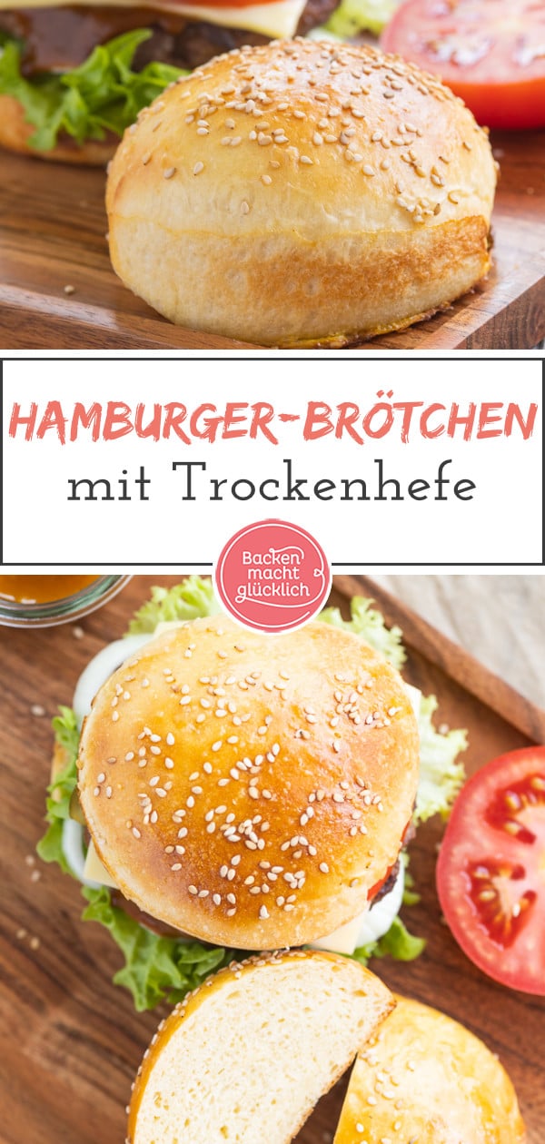Mit diesem Rezept für Brioche Burger Buns kann der nächste Grillabend kommen! Die Hamburgerbrötchen mit Trockenhefe sind einfach & schnell gemacht. 